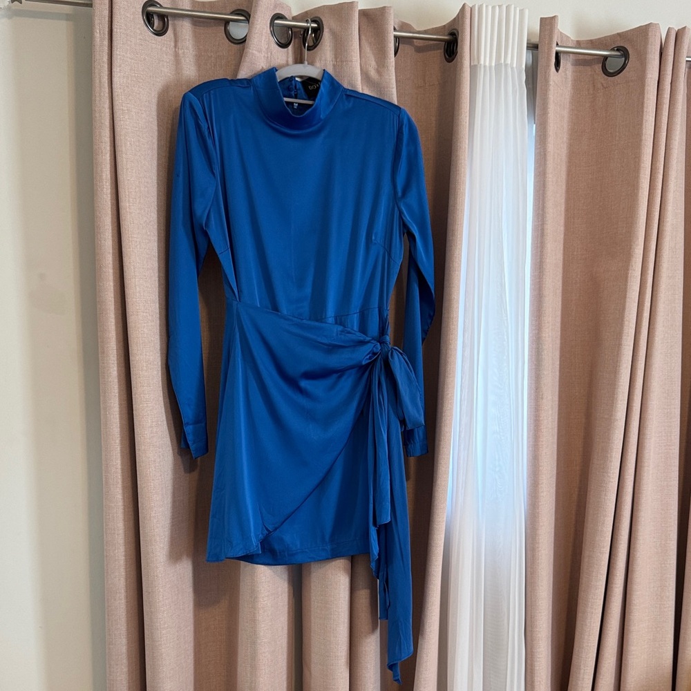 DO+BE Vibrant Blue Long Sleeve Satin Dress